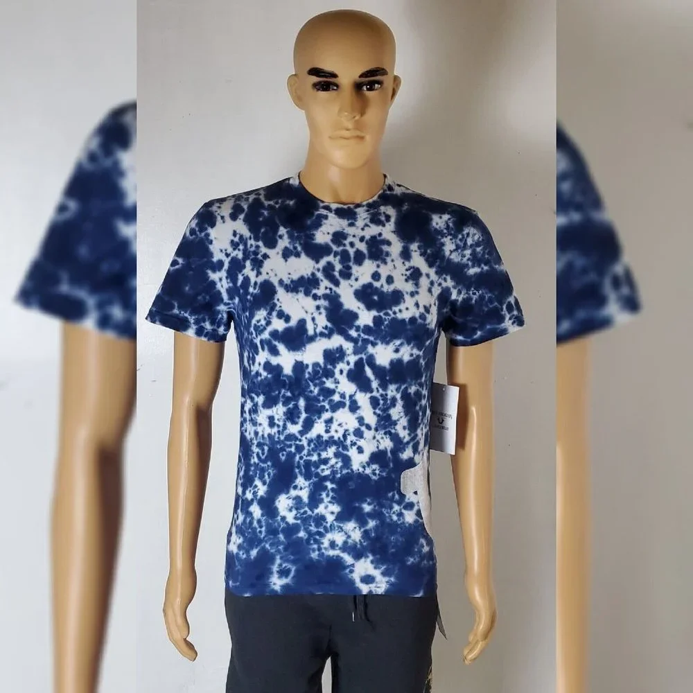 TRUE RELIGION LOUNGEWEAR TIE DYE TSHIRT MEN'S SHORT SLEEVE BLUE SIZE M